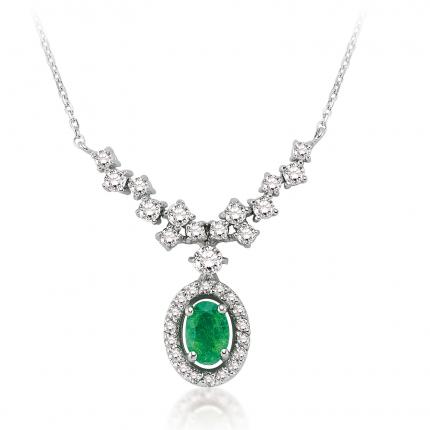 1.25 ct. Pırlanta Zümrüt Kolye